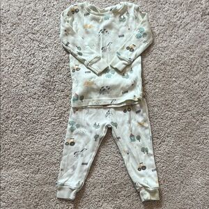 Cozy Mint Multi Kids Pajama Set with Playful Farm Print